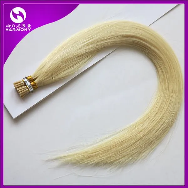 Indian Pre-Bonded I Tip Hair Extensions Straight Stick Keratin Human Hair Extentions 50g1g/strand Blonde #60