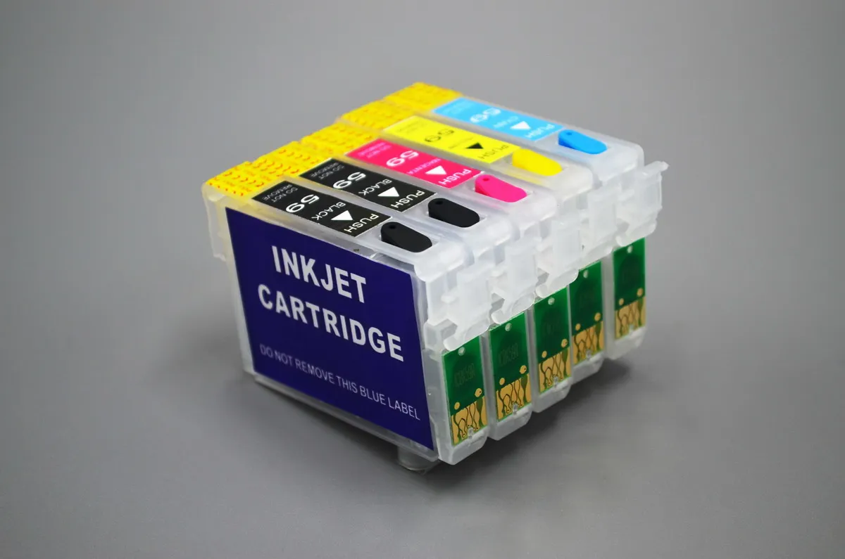 Cartucho de tinta recarregável IC59-5C para impressora Epson PX-1001, com chip de reinicialização automática. / lote