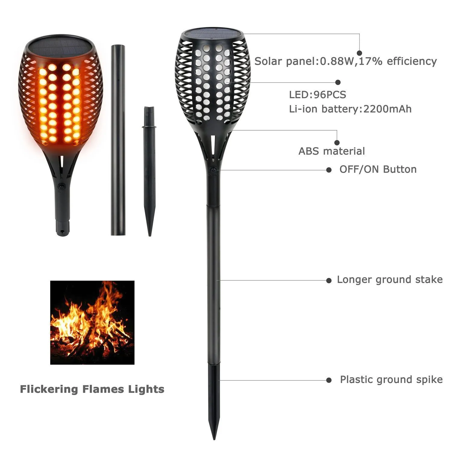 Solflamljus utomhus LED Julljus Vattentät Landsacpe Dekoration Solar Torches Garden Lights med flameffektbelysning