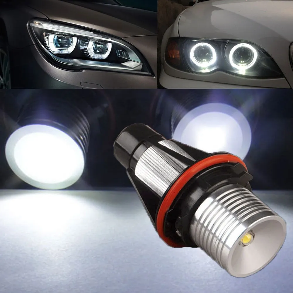 1 Set LED Voiture Ampoule Angel Eyes Halo Anneau Haute Puissance 3W DC 9V-30V Blanc 7000K Lampe LED pour BMW E39 E53 E60 E63 E65 E66 E78