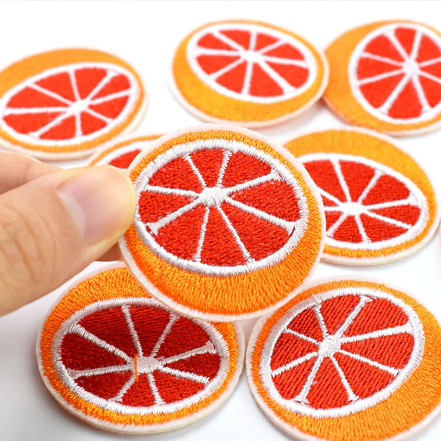 10 Stück Grapefruit-gestickte Aufnäher für Kleidung, zum Aufbügeln, Transfer-Applikation, Aufnäher für Taschen, Jeans, DIY, zum Aufnähen von Stickerei-Aufklebern