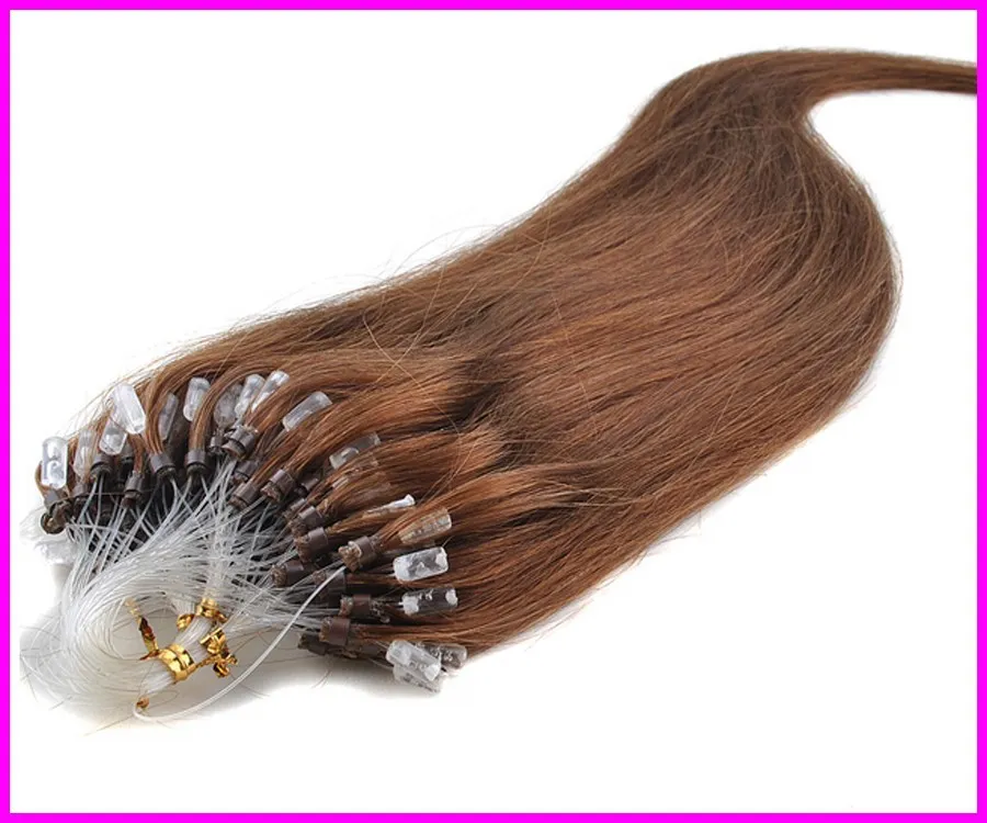 Remy Indian Hair 18Quot22Quot 1G S 100GSET 6 LIGHT BROWN LOOPMICRO RING HAIR EXTENSION100 Remy Brazilian Human Hair Ext1473455