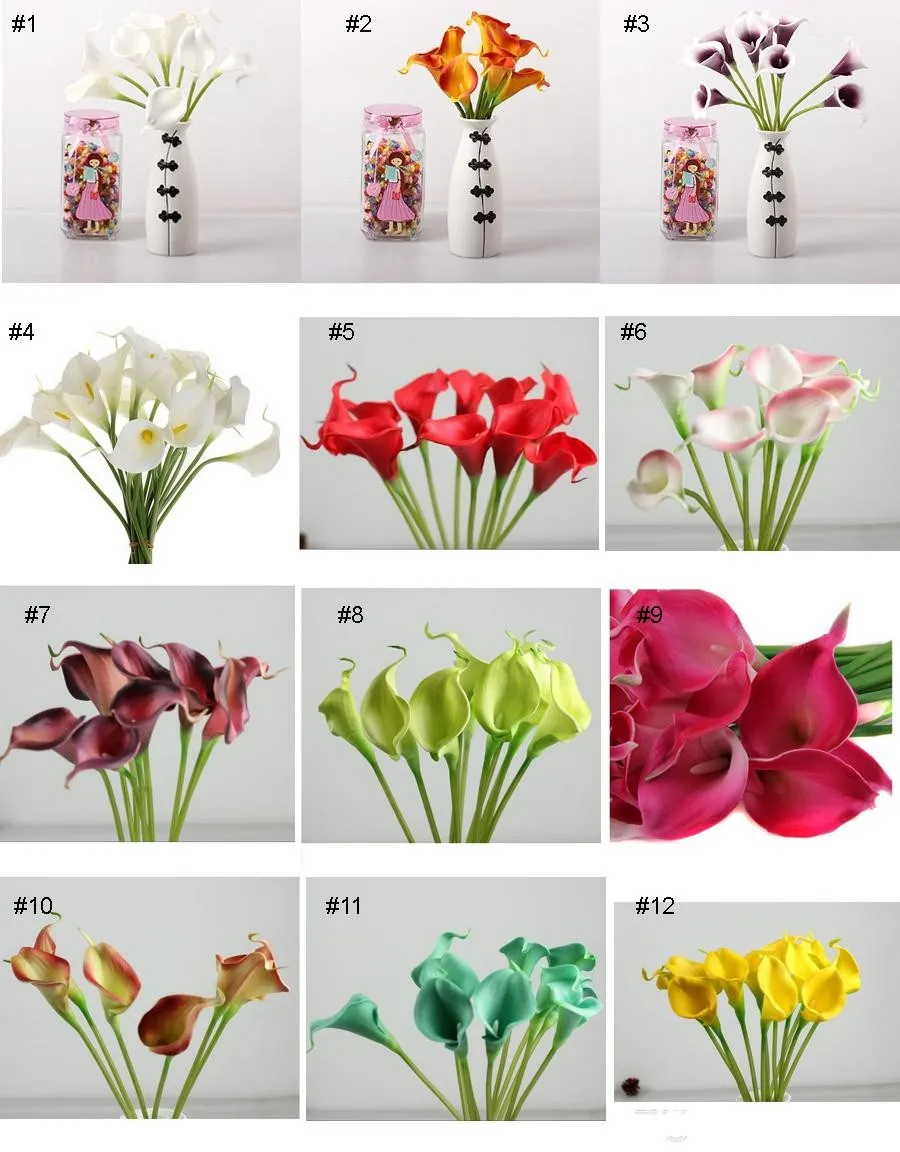 Home déco fleurs artificielles / mini bouquets de lys calla pour le bouquet de mariage de mariée fleurs de décoration