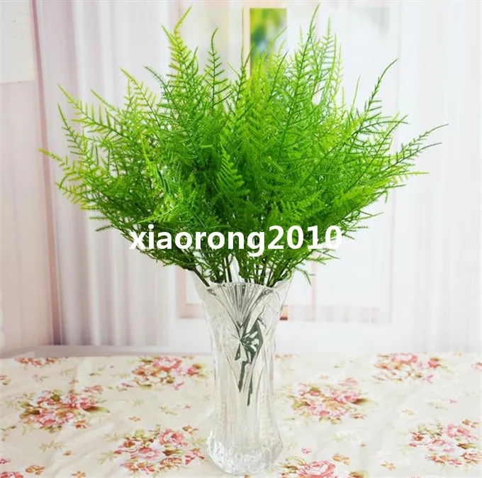 HOT Fake Plants 36cm/14.17" Length Artificial Silk Flowers Simulation Asparagus Grass Green Plant 7 Stalks for Wedding Flower