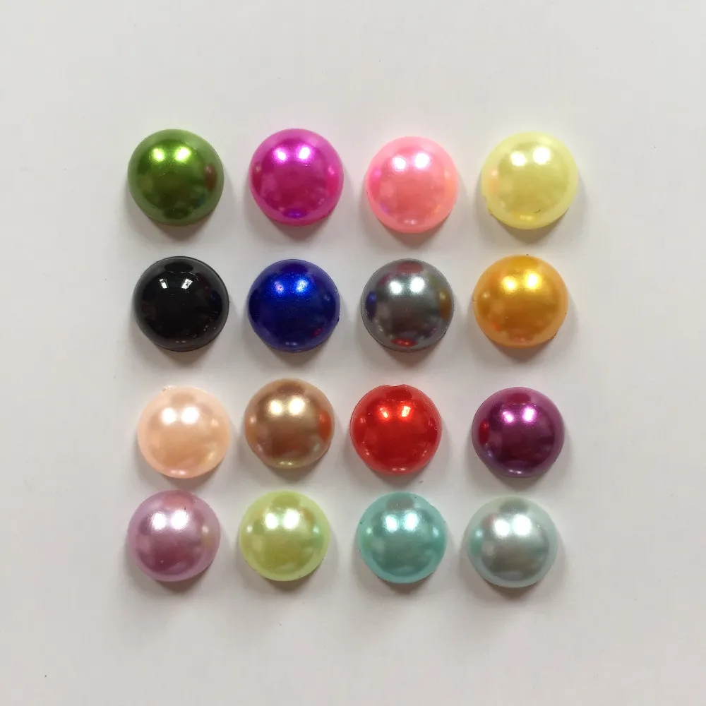 Demi perle en plastique dos plat Scrapbook/8mm perles à dos plat cadeaux mélange couleur bricolage décoration de mariage-B02A