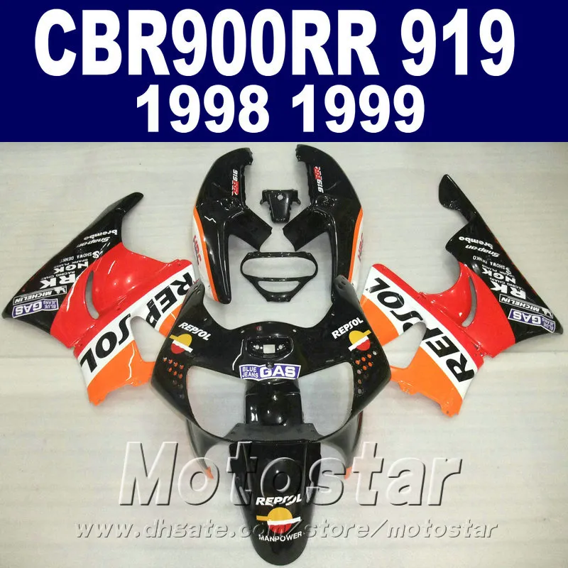 Högkvalitativ fairing kit för Honda CBR900RR Fairings 1998 1999 Red Black Repsol Bodywork CBR900 RR CBR919 98 99 QD14