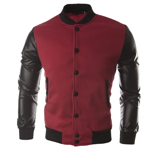 Automne-vente chaude pull hommes Bomber veste personnalisé Baseball couture vêtements Hip Hop Hippie cuir jaquetas chaqueta hombre