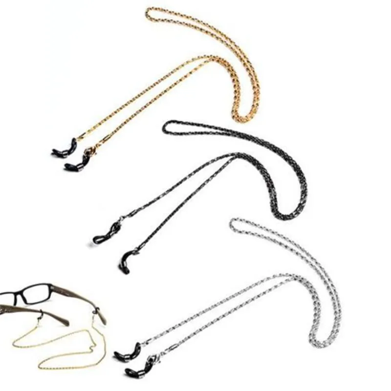 Metall Neck Cord Band Kedja Läsa Glasögon Solglasögon Spectacles Holder Halsband Lanyard Silver / Black / Gold 48pcs / Lot Gratis frakt