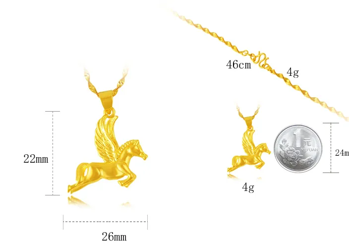 Żółty Gold-Plated Horse Wisiorek Naszyjnik Dla Kobiet, Projektant 2016 Nowe Prysznic Łańcuchy Wesele Biżuteria ślubna, Darmowa Wysyłka