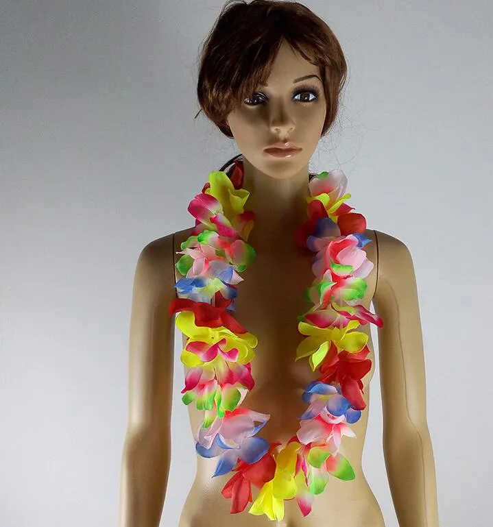 Hawaii blomma halsband silke blomma krans fest levererar krans cheerleading mångfärgad Hawaii förtjockning kryptering blomma lei