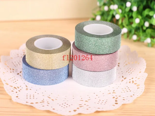 Fedex DHL 10M 1.5CM Width DIY Tape Self Adhesive Glitter Stick Scrap booking Book Decor Craft Rolls,