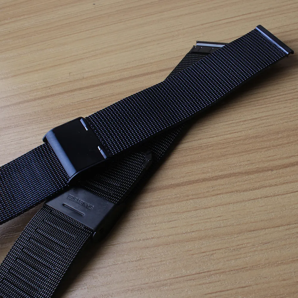 Loop milaneses 18mm 20mm 22mm 24mm Bandas de relógio Strap Blue azul escuro Black Ultra-Fino