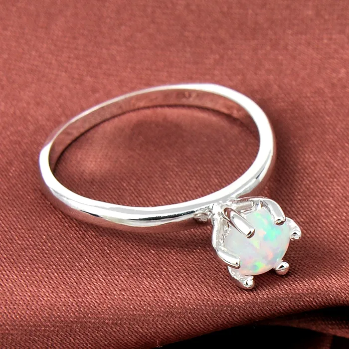 Luckyshine /ロット母親のギフトラウンドホワイトファイアーオパール宝石925シルバーの結婚指輪ファミリーフレンドホリデーギフトリング