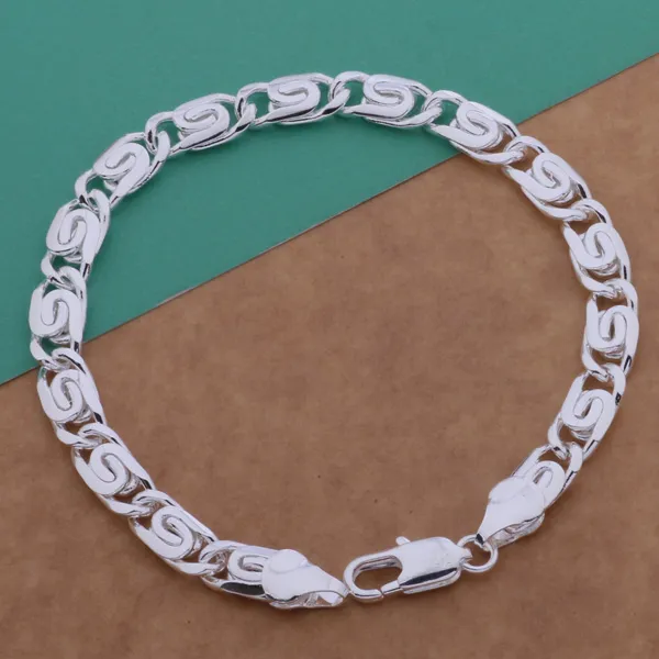 high quality 925 sterling silver plated chain bracelet cool personality fashion Men's Jewelry Factory price 