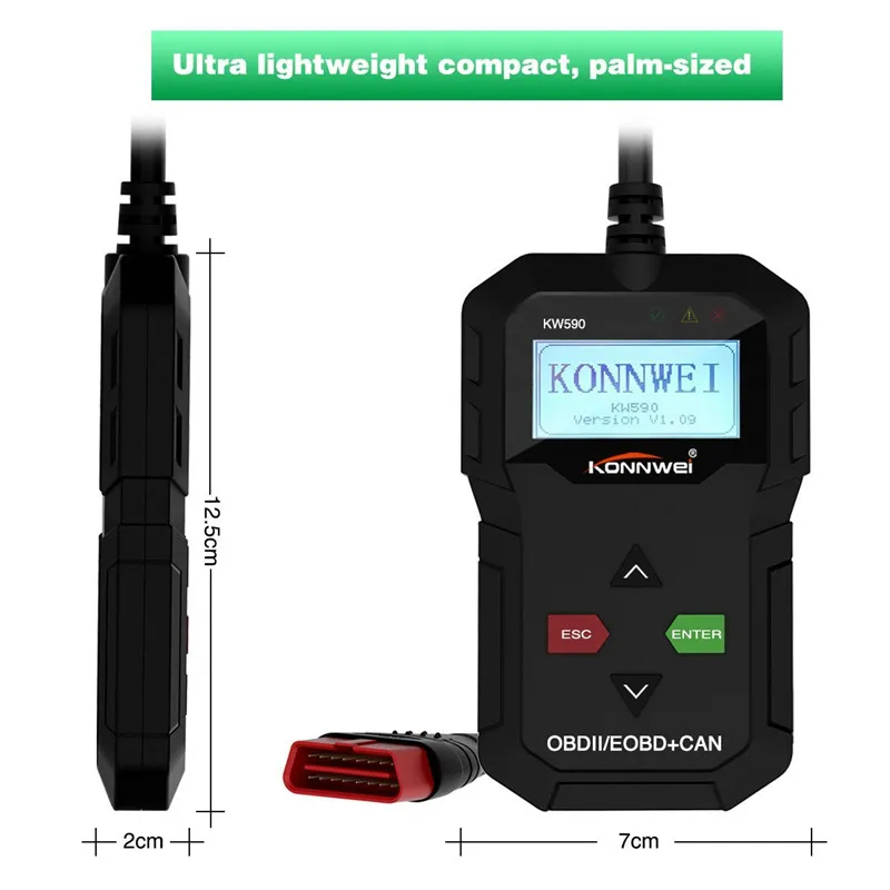 OBD2-Scanner Universal-OBD-II-CAN-Diagnosescanner Automotor-Fehlercodeleser-Scan-Tool für die Motorkontrollleuchte KW590 mit O2 S291D