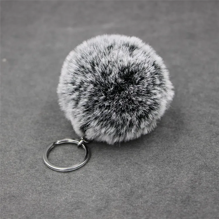 Simulated Rabbit Fur Ball Keyrings 8cm Ombre Color Plush Ball Keychain Car Key Chain Women Bags Pendant Key Rings Accessories