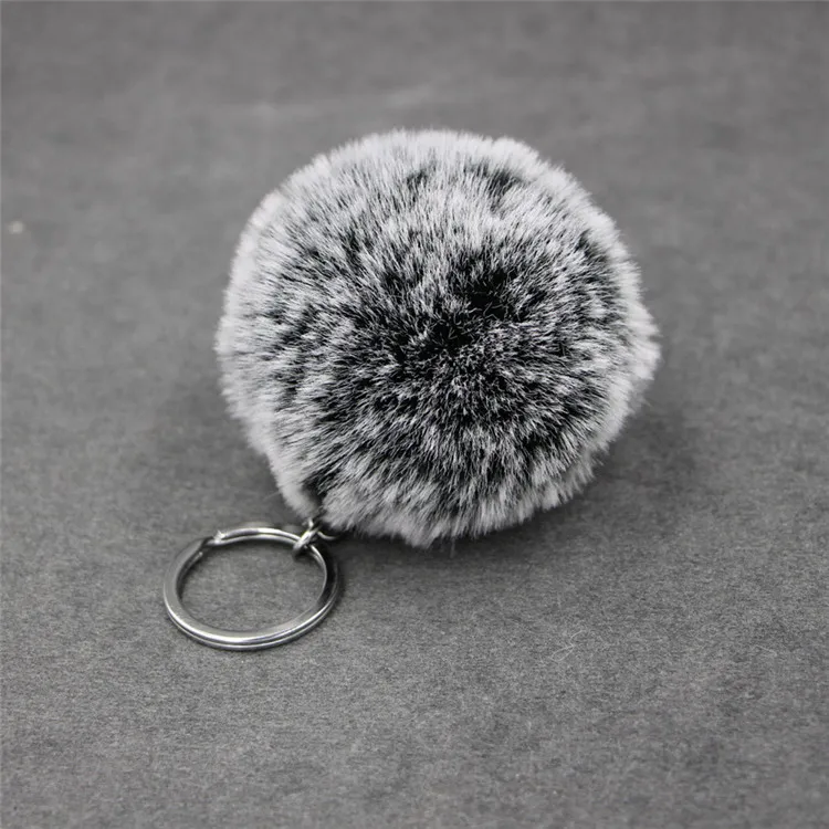 Simulerad kaninpäls boll nyckelringar 8cm ombre färg plysch boll nyckelring bil nyckelkedja kvinnor väskor hängsmycke nyckelringar tillbehör