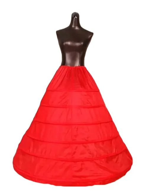 Jupon à 6 cerceaux pour robe de bal, accessoires de mariage, robes de Quinceanera, rouge, noir, blanc, 110-120cm de diamètre, sous-vêtements Crinoline