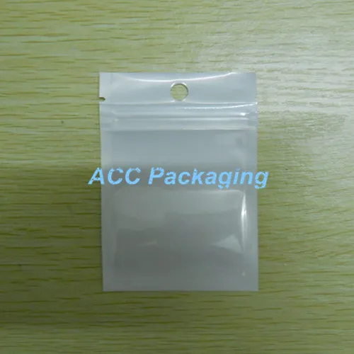 Zipper Lock Plastic Packaging Bag White / Clear Self Seal Zipper Packing Bags Pouches Resealable Valve Package Polybag With Hang Hole