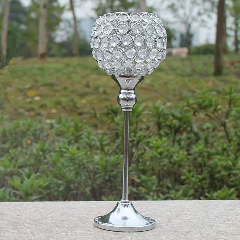 Free shiping metal silver plated candle holder with crystals. wedding candelabra/centerpiece decoration,=candlestick