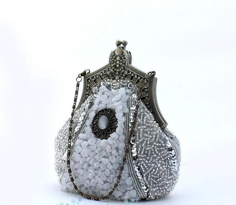 2016 New Evening Bag Handmade Glass Beads Clutch Bag Delicate Banquet Bags Vintage Wedding Party Purse75635532455337