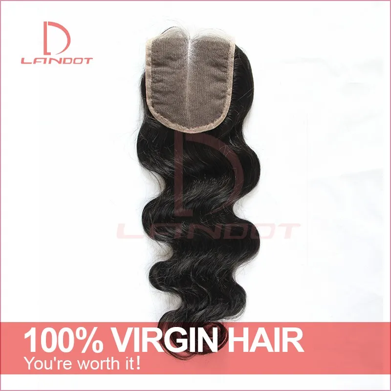 Betyg 6a Lace Closure Brasilian Body Wave Gratis / Mellan / 3 Vågig del 4x4 "Virgin Brasilian Hair Top Stänger Naturlig Färg Mänskligt Hårluckor