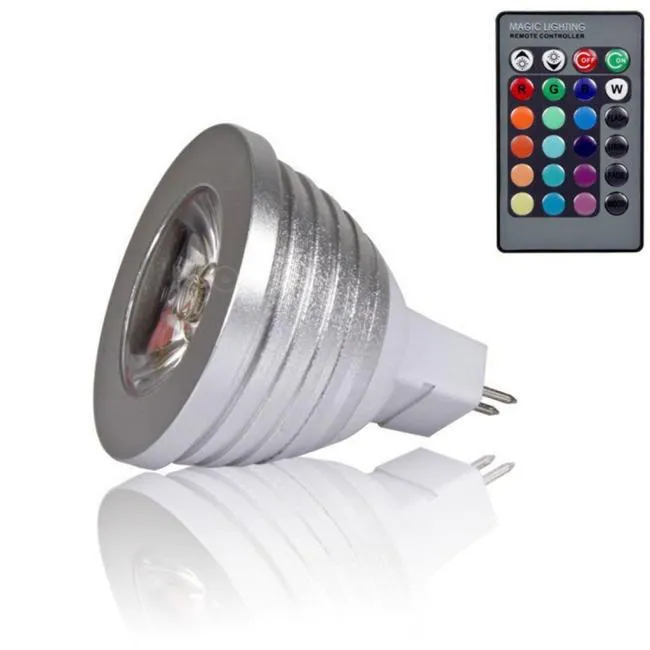 epacet RGB 3W E27 GU10 LEDランプライトE14 GU5.3 85-265V MR16 12V LEDスポットライト点灯点灯電球16カラーチェンジ+ IRリモコン