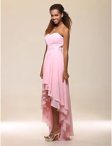 Asymmetrical High Low Sweetheart Chiffon Prom Dresses Cheap Cocktail Dress Tiered A Line 2019 Evening Party Gowns1507640