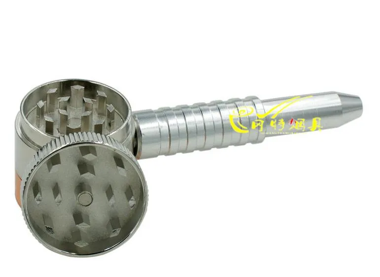 Frete grátis novo tubo de metal estilo bala/bong com função de fumaça de moinho de metal, material de metal, tamanho: 11.8X3.7X3.5CM