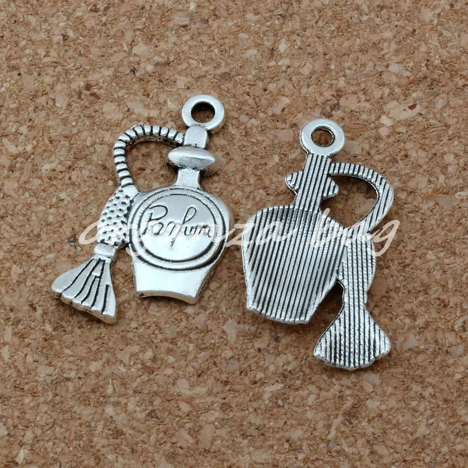 MIC 100 Stück 1 Los Antik-Silber-Zink-Legierung, einseitiges Design, Parfümflaschen-Charms, 17 x 24 mm, DIY-Schmuck325R