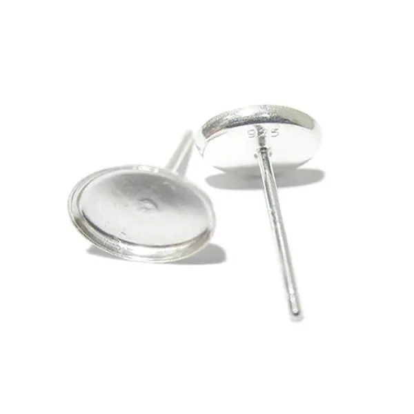 Beadsnice Earring Components 925 Silver Stud Earring Blank med ovala Bezel Inställningar 5x7mm Cameo Base Örhängen Studs Blank Inställningar ID 27259