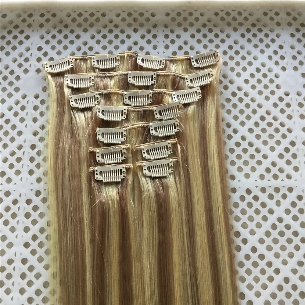 14QUOT26QUOT SET 18 CLIP 100G 120G 140G Colore pianoforte 18613 Clip nelle estensioni dei capelli umani clip remy brasiliano nei capelli E2242324