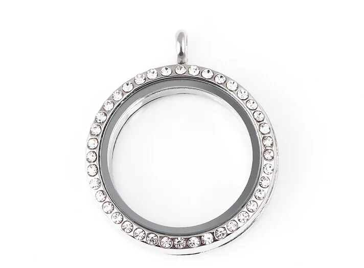 Whole 30MM Crystal Round Magnetic Glass Floating Locket Pendant For Chain Necklace275S