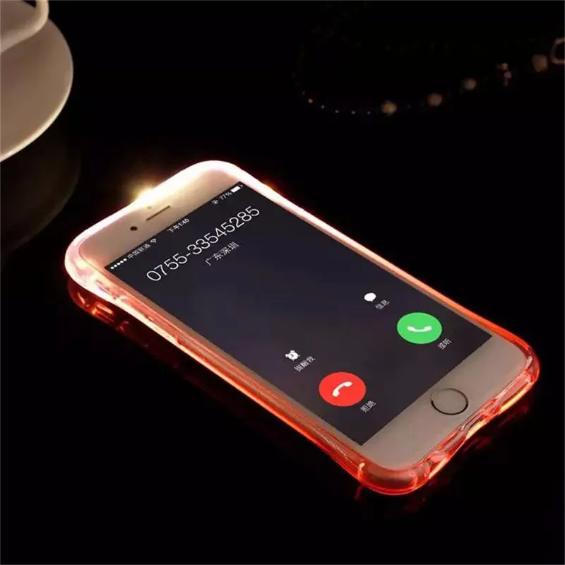 Telefon Case Arka Fundas TPU + PC LED Flaş Işık Up Case hatırlatmak gelen Gelen çağrı Kapak iPhone X 8 7 SE 6 6 S Artı Samsung S7 S6 Kenar Not 5