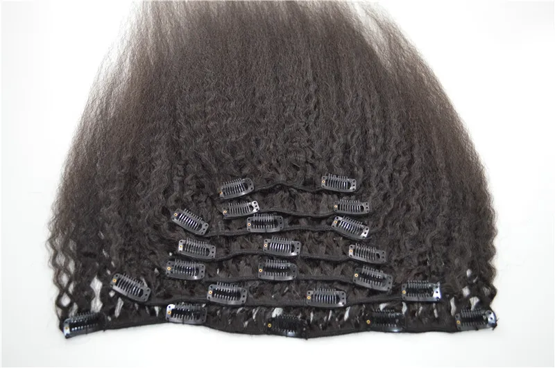 3A3B3C Clips Human Hair Extensions 1226 cala lot 120G Preuwiańskie ludzkie włosy Kinky proste klip w przedłużeniu GEASY9331678