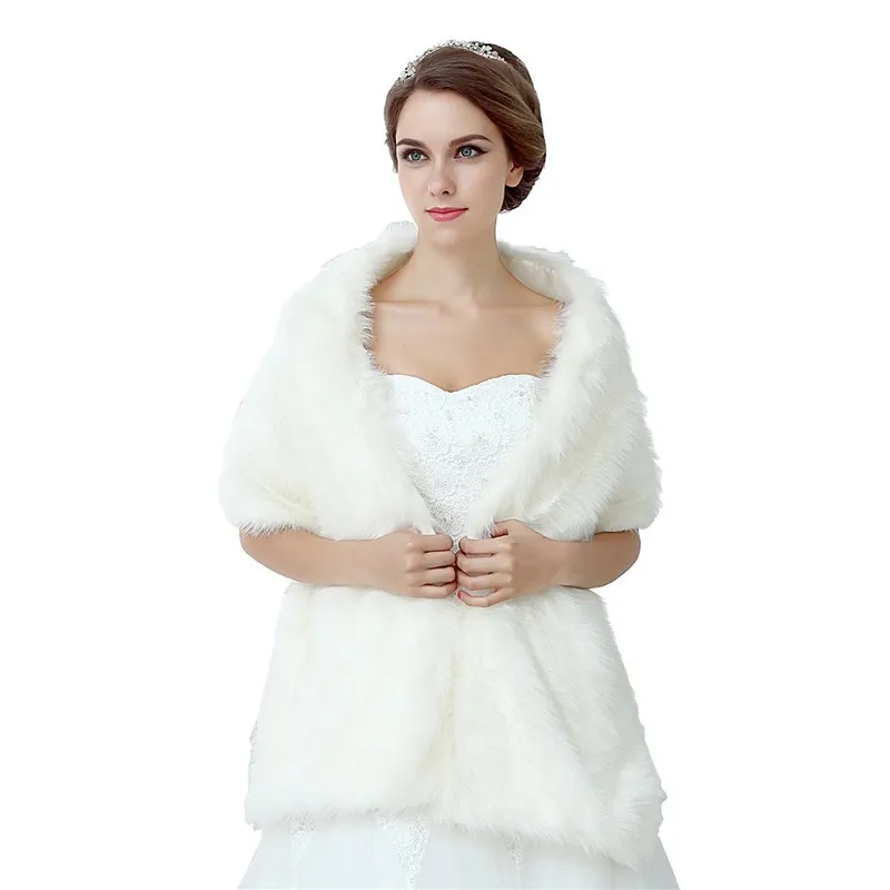 New White Faux Fur Cape Winter Shrug Stole Wrap Wedding Bridal ...