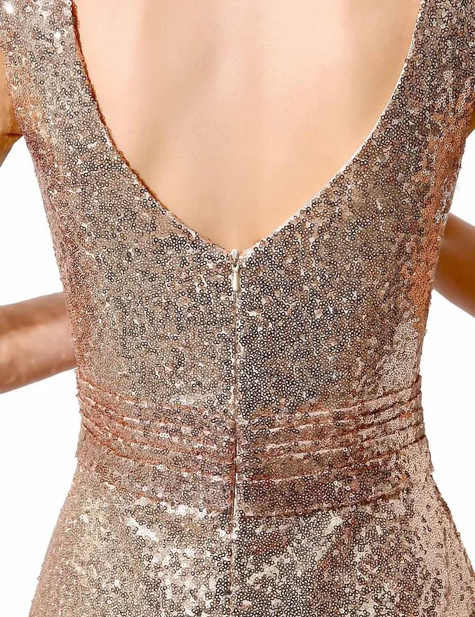 green emerald velvet dress Chicsew Mix Match Rose Gold Bridesmaid Dresse Satin Sexy Side Split Mermaid Long / Mismatched Bridesmaid Dresses Long, Rose Gold / C