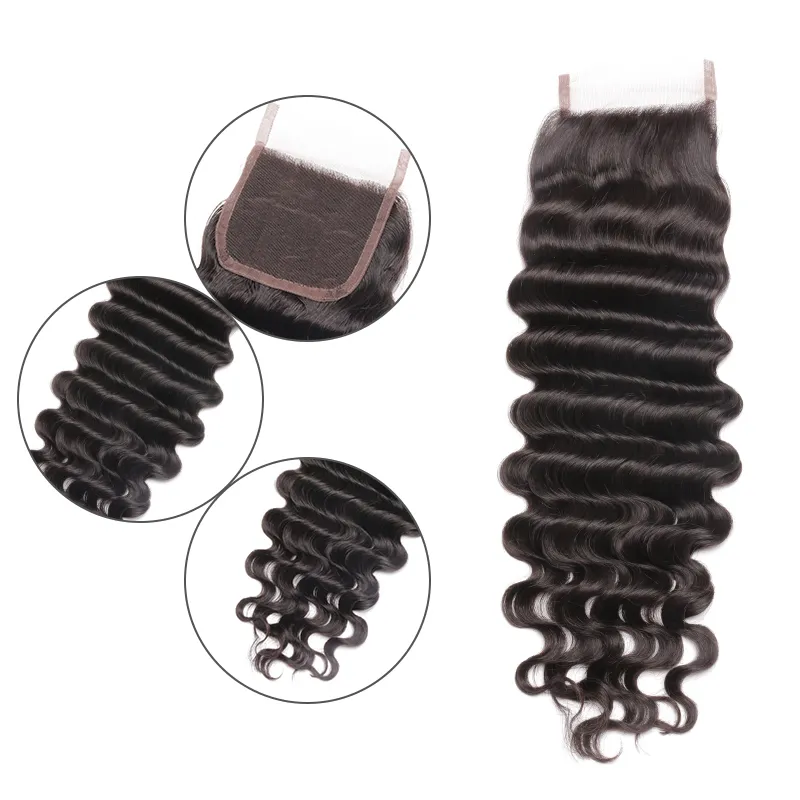 4x4 Transparent Lace Closures Body Loose Deep Wave Jerry Curly Kinky Curly Human Hair Middle 3 Parts Closure3058920