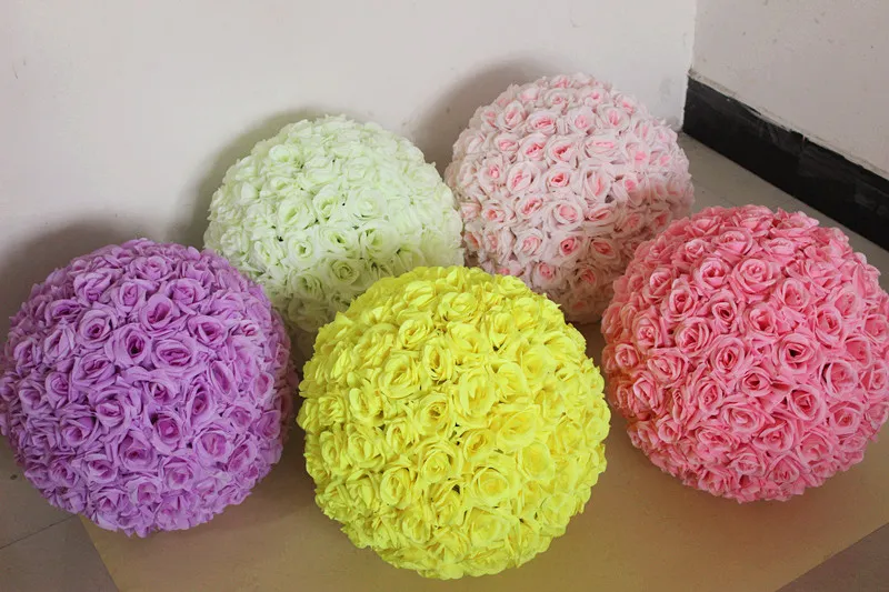 Kunstbloemen Rose Ball Bruiloft zijde Pomander Kissing Balls bloemenbal voor huistuinmarktdecoraties