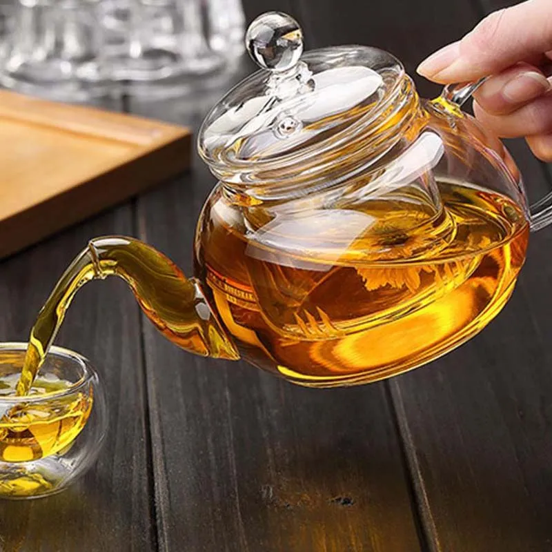 New Practical Resistant Bottle Cup Glass Teapot with Infuser Tea Leaf Herbal Coffee 400ML 