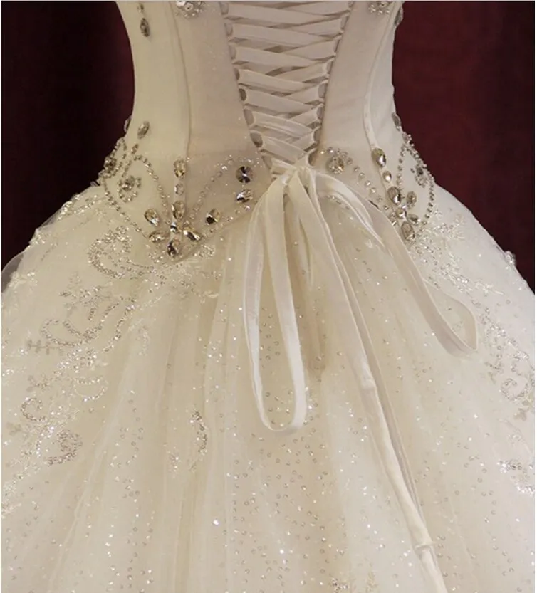 2020 Romantisk kristall snörning bollklänning bröllopsklänningar med strass plus storlek vintage bälte brudklänningar qs288175832
