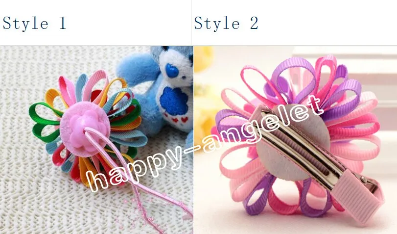 flower hair bow loopy bow Loopy Grosgrain Ribbon Bows girls baby hair bow hair accessories HD3236