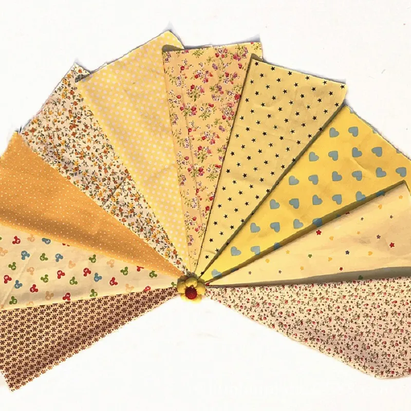 Tessuto di cotone a fiore quadrato giallo a 10design misto per materiale da cucito fatto a mano Patchwork Candata per terapia fai da te 20*30 cm Nuovo