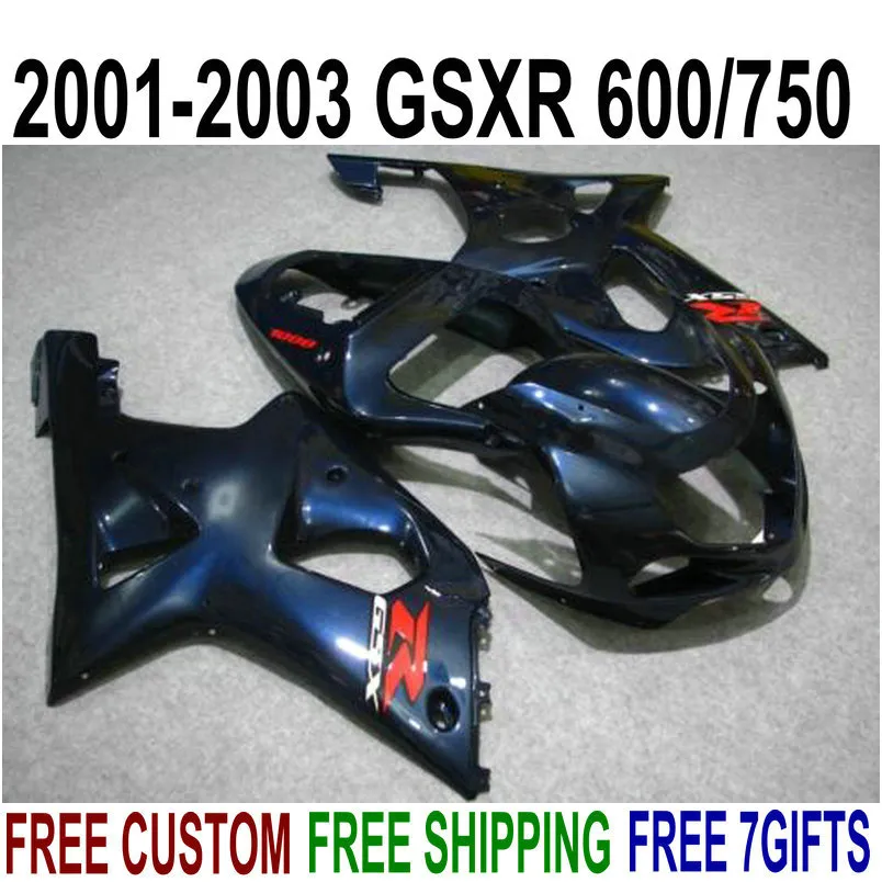 7 Geschenken + Nieuwe ABS Fairing Kit voor Suzuki GSX-R600 GSX-R750 2001-2003 K1 GSXR 600 750 Alle diepblauwe Plastic Backings Set 01-03 RA44