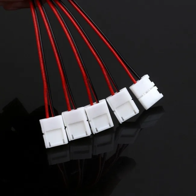 10mm 2pin LED strip connector wire for 5050,5630,5730 single color strip, free solder connector wire