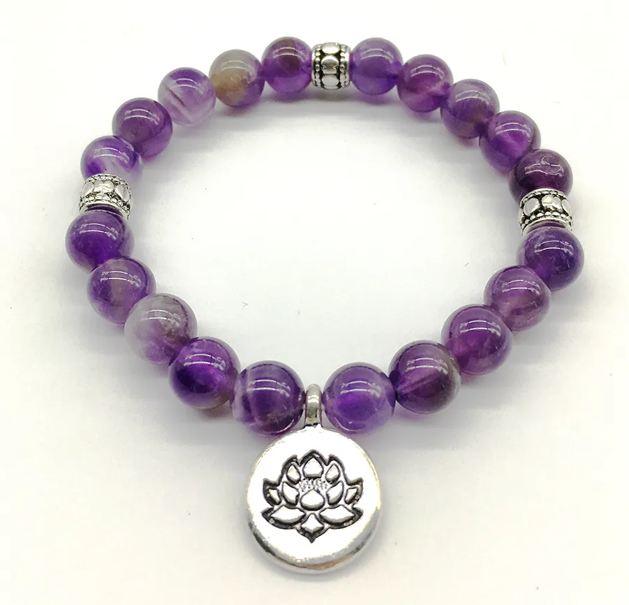 SN1195 Namaste Лотос йога ювелирные изделия мала браслет стресс помощи медитации-метист бисером браслет уникальный подарок на День Рождения