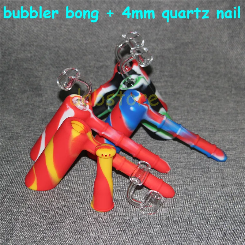 narguilés bol en verre coloré pipe à tabac fumer tuyaux à main marteau silicone bang avec clou de quartz clair couleurs mélangées