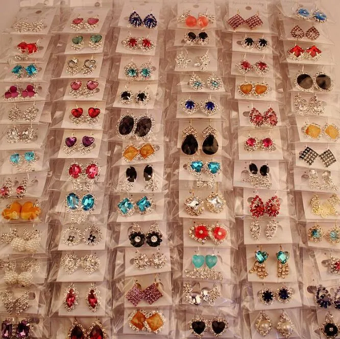 Mode Top Qualität Neue Mischung 100 Stile 100 Paar Diamant Ohrringe Perlen Ohrringe Schnalle Schmuck Für Frauen Hochzeit Ohrringe Stud