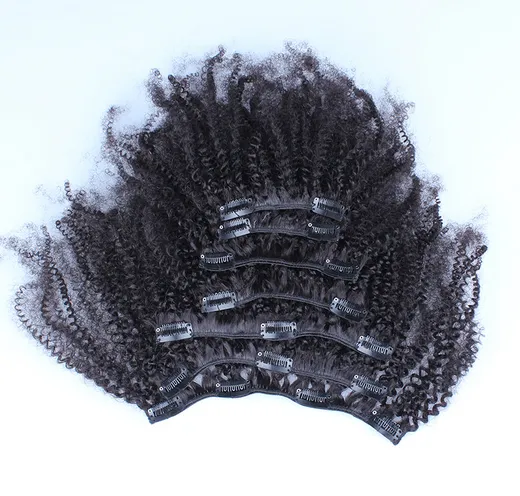 Extensions de cheveux Afro crépus bouclés 100% brésiliens vierges Interlovehair Remy cheveux humains 7 pièces/ensemble 120G tissage à clips