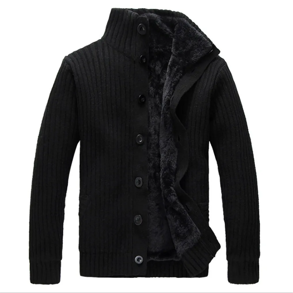 Xangai História outono inverno Cardigans dos homens plus Fleece manga cheia Quente colete masculino casual engrossar malha camisola slim 3 cor